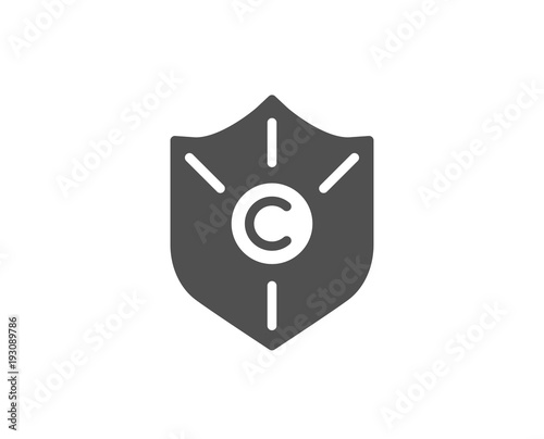 Ð¡opyright protection simple icon. Copywriting sign. Shield symbol. Quality design elements. Classic style. Vector