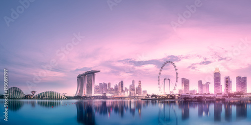 Business district and Marina bay in Singapore photo