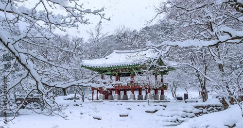 Wallpaper Mural Falling snow at Baekyangsa temple in winter. Torontodigital.ca