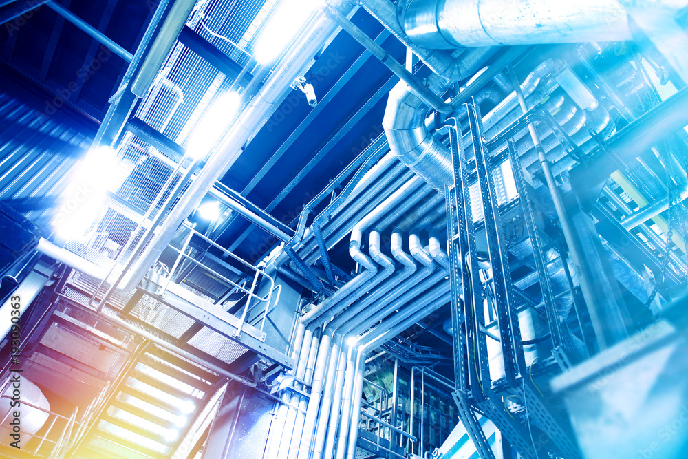 Industrial Steel pipelines, valves, cables and walkways Industrial Steel pipelines, valves, cables and walkways