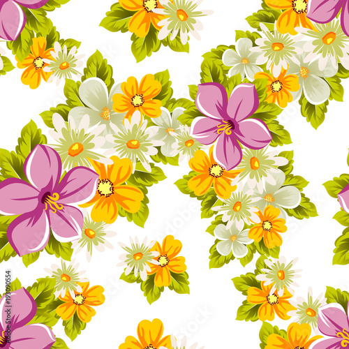 abstract seamless pattern of flowers. For design of cards, invitations, greeting for birthday, Valentine's Day, wedding, party, celebration, festival.