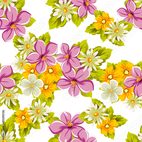 abstract seamless pattern of flowers. For design of cards, invitations, greeting for birthday, Valentine's Day, wedding, party, celebration, festival.