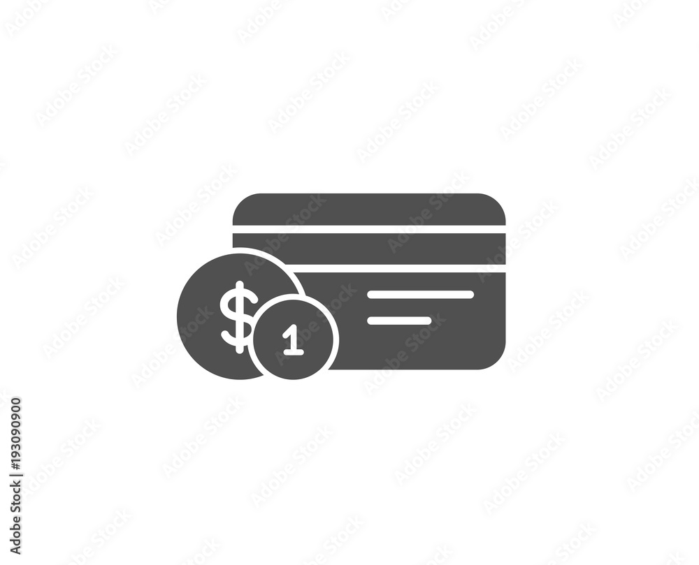 Credit card simple icon. Banking Payment card with Coins sign. ATM service symbol. Quality design elements. Classic style. Vector Credit card simple icon. Banking Payment card with Coins sign. ATM service symbol. Quality design elements. Classic style. Vector
