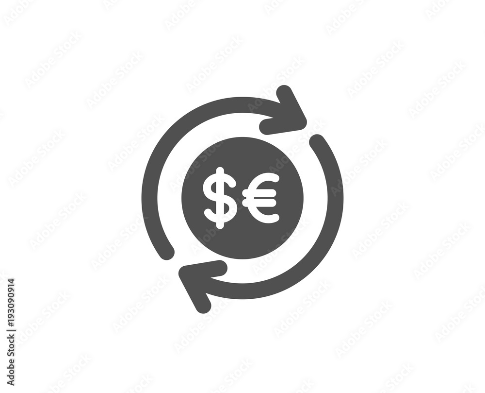 Money exchange simple icon. Banking currency sign. Euro and Dollar Cash transfer symbol. Quality design elements. Classic style. Vector Money exchange simple icon. Banking currency sign. Euro and Dollar Cash transfer symbol. Quality design elements. Classic style. Vector