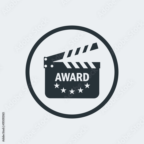 Film Award for best film. Movie Theater, Cinematic Award, Movie Premiere. Flat vector cartoon illustration. Objects isolated on a white background.