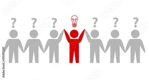 teamwork and leadership icon with bulb idea on white, stock vector illustration