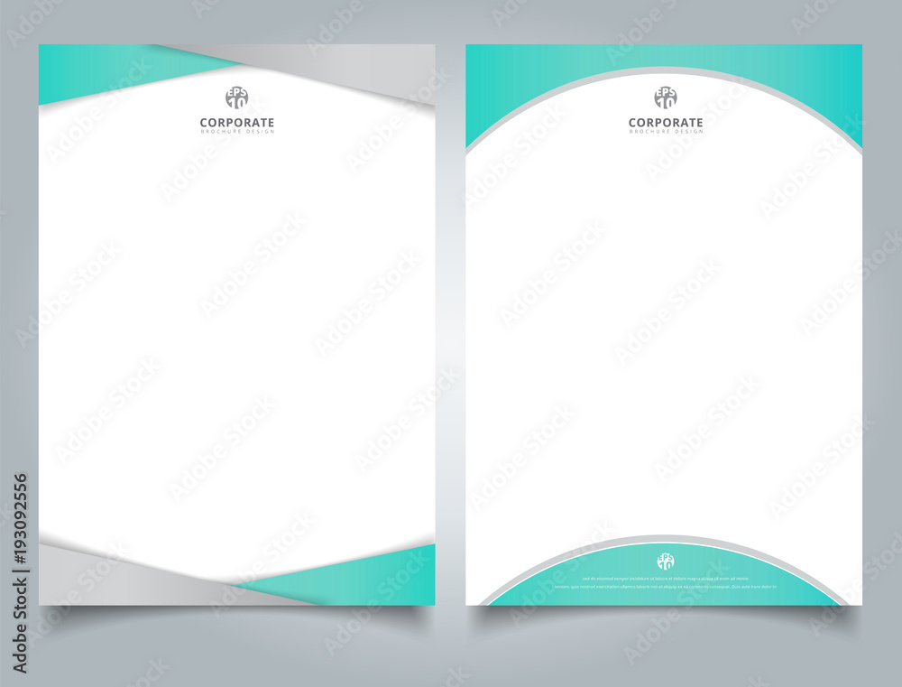 Abstract creative letterhead design template light blue color geometric triangle and curve shape overlay on white background. - obrazy, fototapety, plakaty 