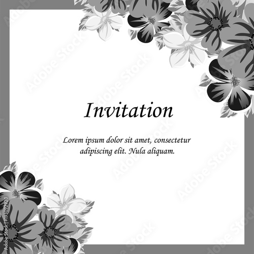 abstract frame of flowers. For design of cards, invitations, greeting birthday, party, wedding, Valentine's day, holiday, celebration.