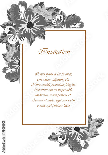 abstract frame of flowers. For design of cards, invitations, greeting birthday, party, wedding, Valentine's day, holiday, celebration.
