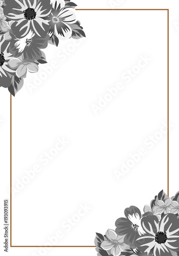 abstract frame of flowers. For design of cards, invitations, greeting birthday, party, wedding, Valentine's day, holiday, celebration.