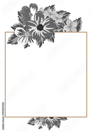 abstract frame of flowers. For design of cards, invitations, greeting birthday, party, wedding, Valentine's day, holiday, celebration.
