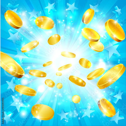 Money Gold Coins and Stars Jackpot Background