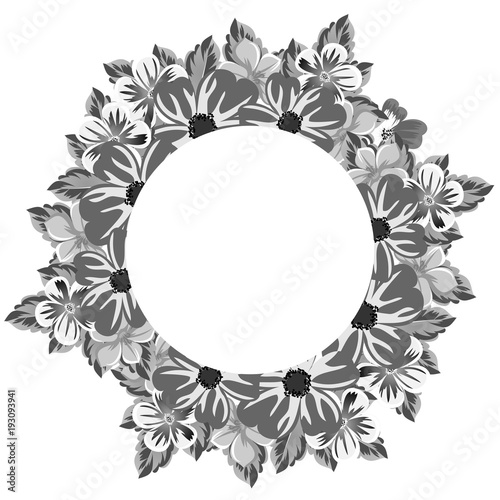 abstract frame of flowers. For design of cards, invitations, greeting birthday, party, wedding, Valentine's day, holiday, celebration.