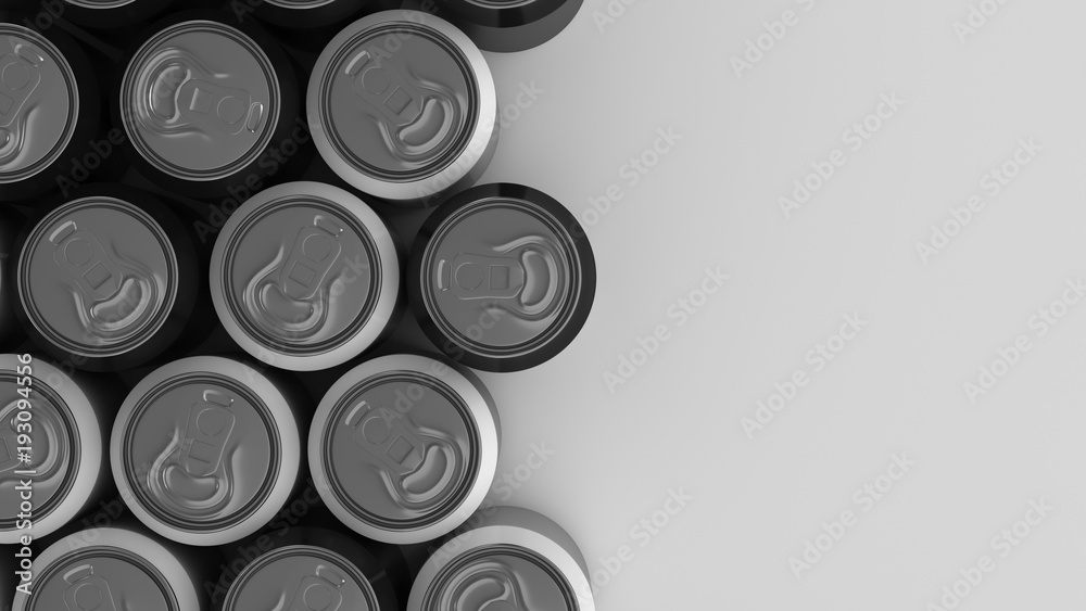 Big black and white soda cans on white background Big black and white soda cans on white background