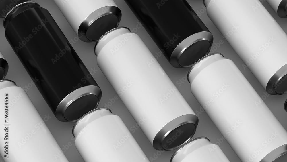 Fototapeta premium Raws of black and white soda cans