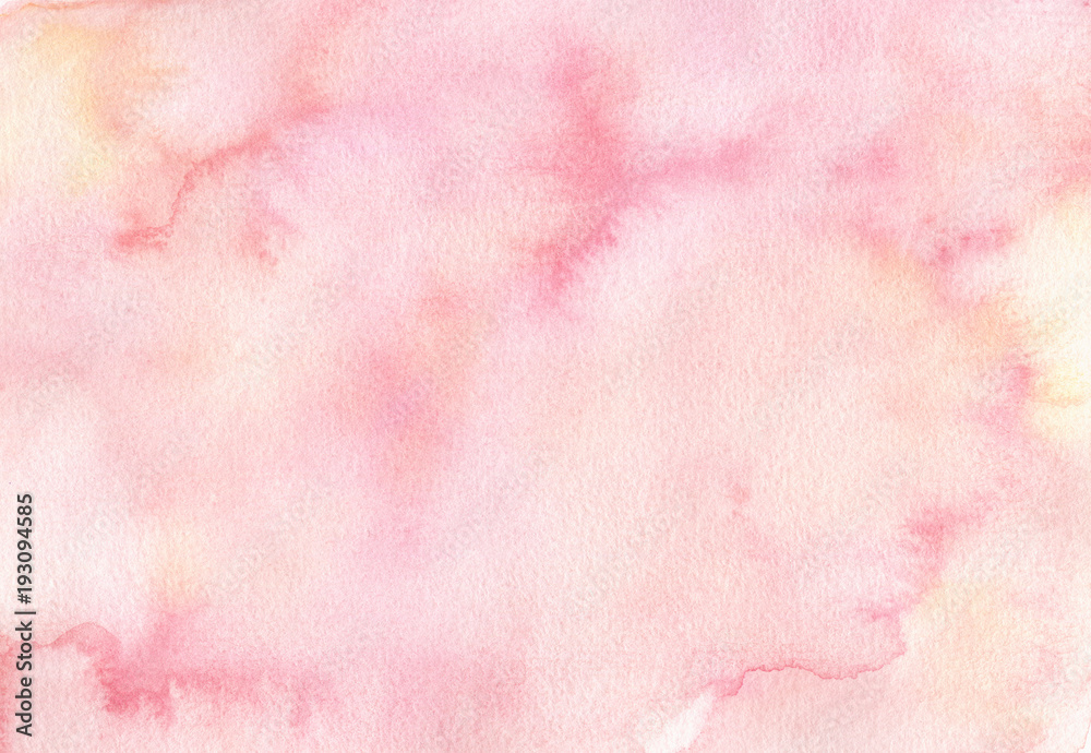 Hand painted soft pink watercolor texture background. Usable for cards, invitations and more. Backdrop in pastel colors.