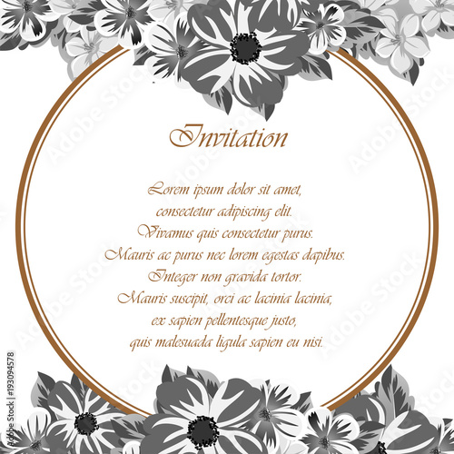 abstract frame of flowers. For design of cards, invitations, greeting birthday, party, wedding, Valentine's day, holiday, celebration.