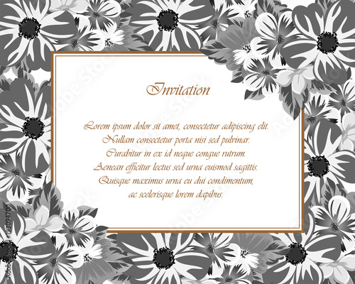 abstract frame of flowers. For design of cards, invitations, greeting birthday, party, wedding, Valentine's day, holiday, celebration.