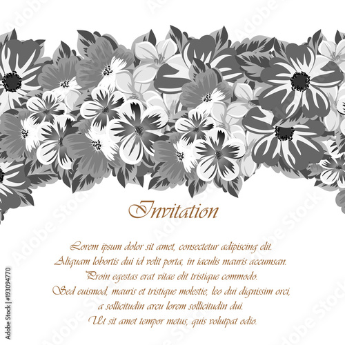 abstract frame of flowers. For design of cards, invitations, greeting birthday, party, wedding, Valentine's day, holiday, celebration.