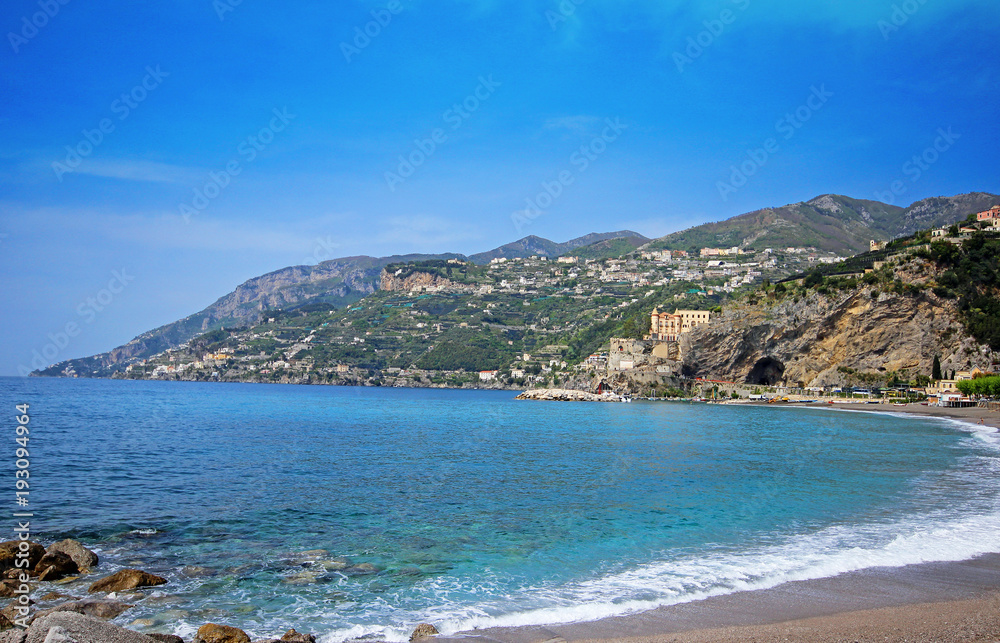 Beach on the Amalfi Coast, Town of Maiori, Italy