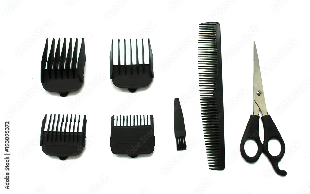 clippers, hair clippers and scissors, comb isolated on the white background clippers, hair clippers and scissors, comb isolated on the white background