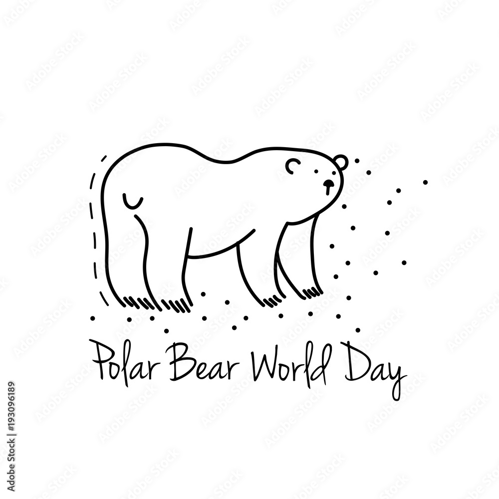 Polar Bear Day Vector Illustration. Sticker with white bear.