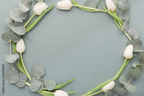Fototapeta Naklejka Na Ścianę i Meble -  Composed blooming tulips in circle