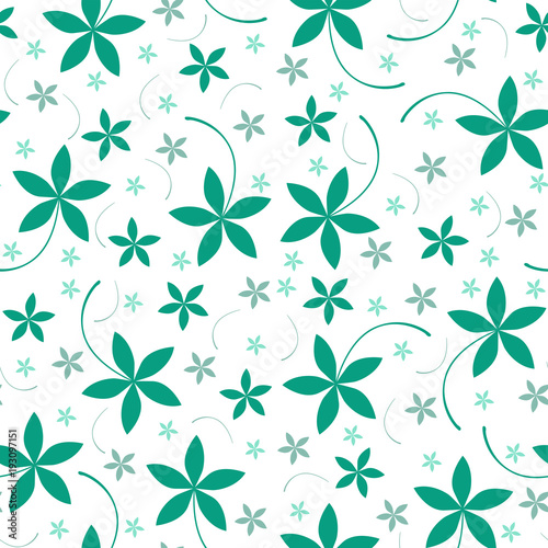 Vector seamless floral pattern. Green flowers on a white background.
endless