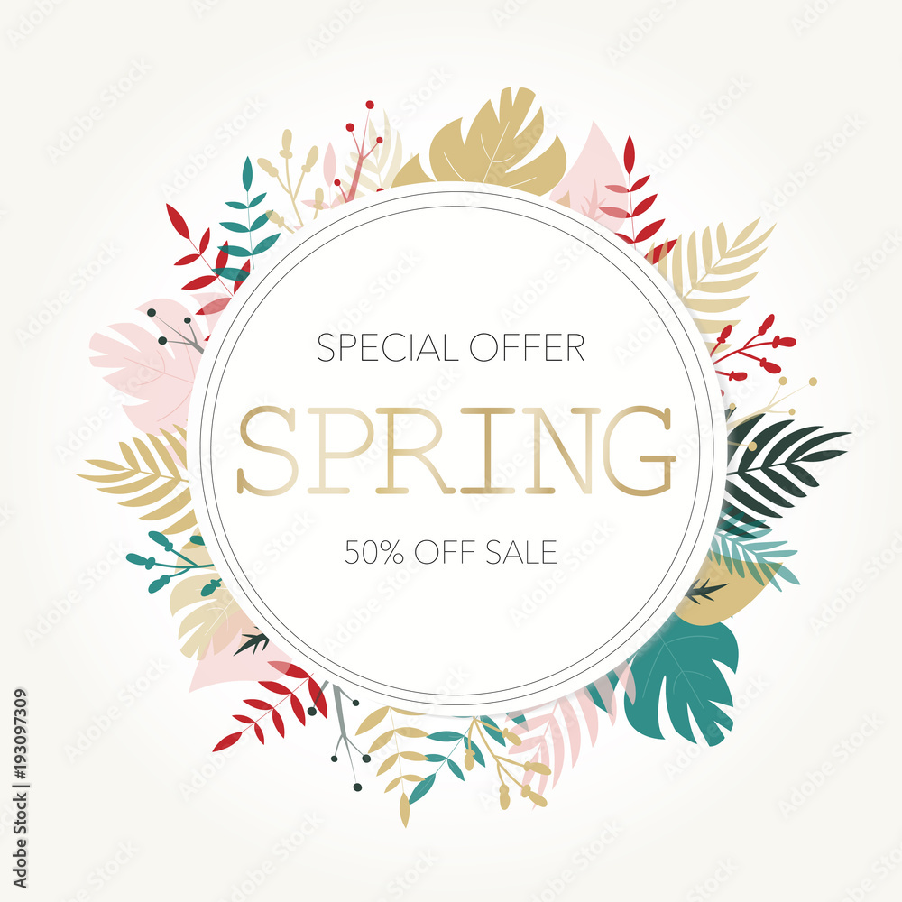 Creative banner offering spring sales Creative banner offering spring sales