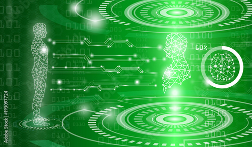 abstract background technology concept in green light,human body heal,technology modern medical science in future and global international medical with tests analysis clone DNA human