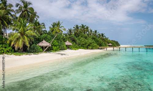 Fototapeta Naklejka Na Ścianę i Meble -  Blue lagoon and tropical island in Maldives