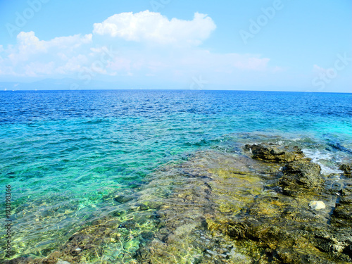 Fototapeta Naklejka Na Ścianę i Meble -  Greek rocky coastline, Ionian sea, Paxos, Greece