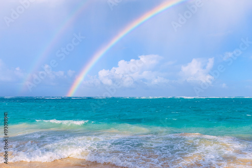 Double rainbow over the sea. © zoommachine