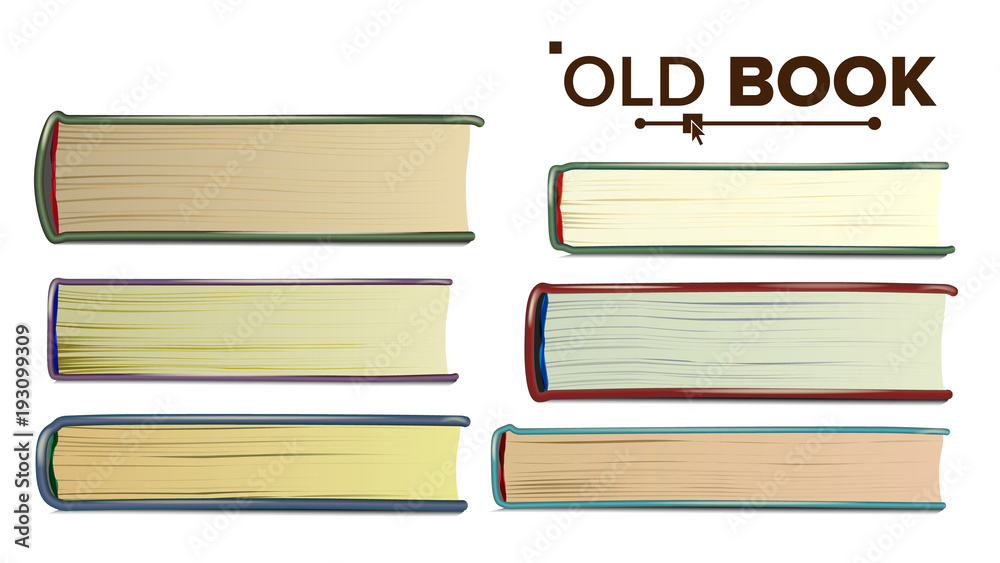 Old Book Vector. Paper Book In Cover. Isolated Realistic Illustration