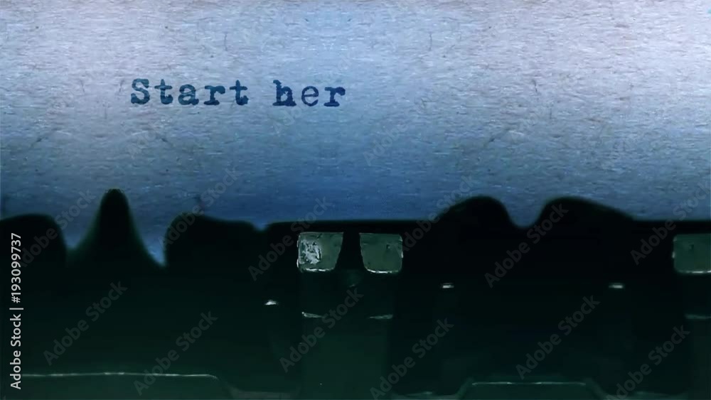 Start here closeup Being Typing With Sound and Centered on a Sheet of paper on old Typewriter 4k Footage .