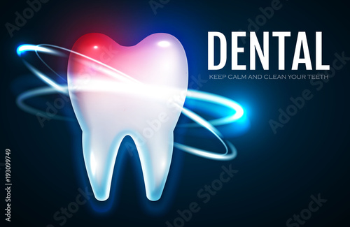Tooth Treatment with Motion Lights. Stomatology Design Template. Dental Health Concept. Oral Care.