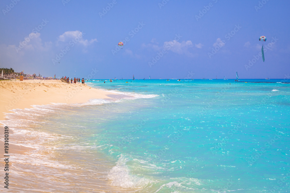 Beautiful beach at Caribbean sea in Mexico