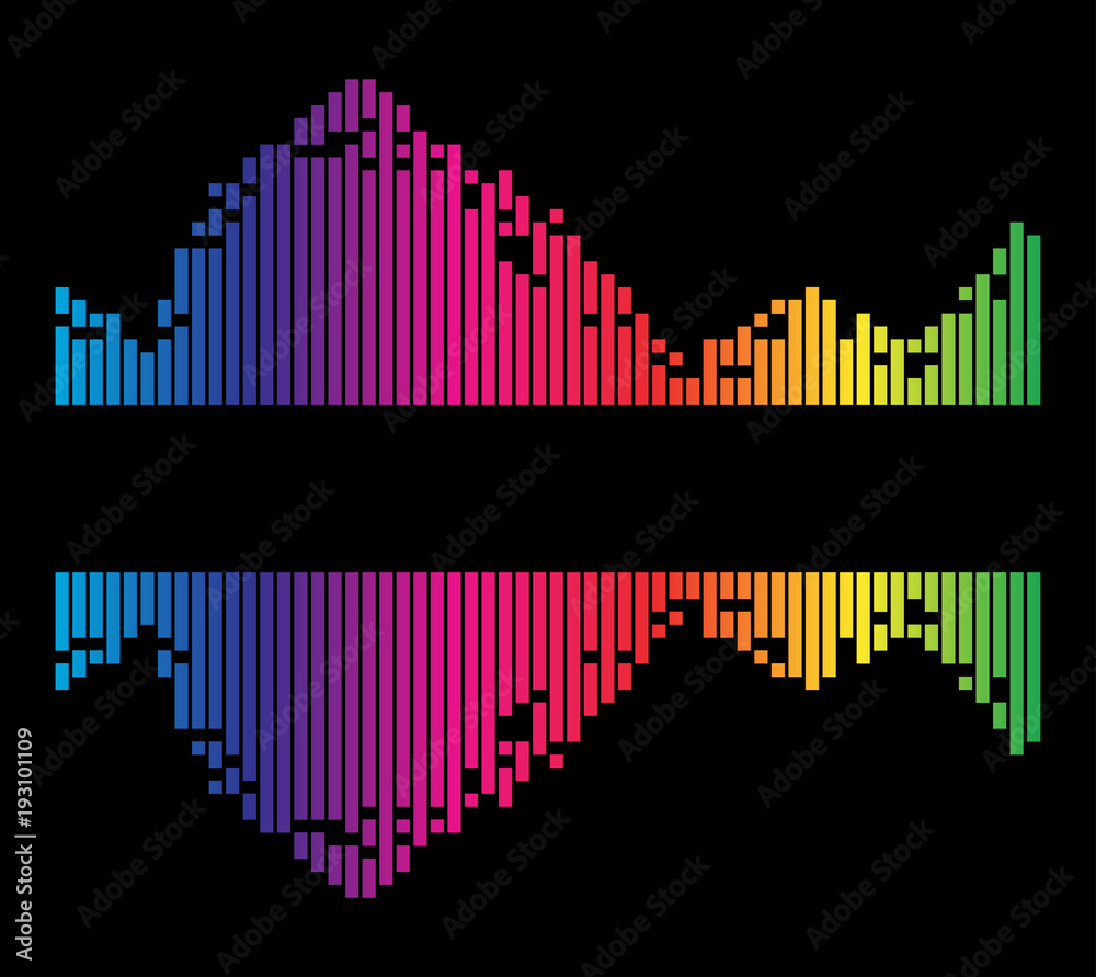 colorful striped equalizer sound music wave isolated on black background