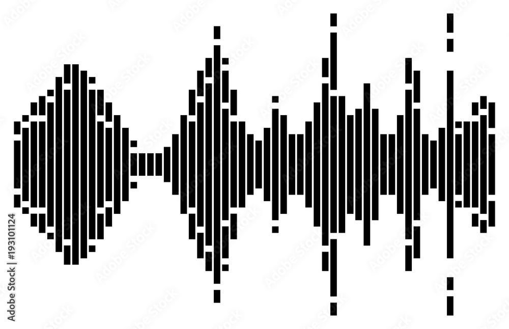 black striped equalizer sound music wave isolated on white background