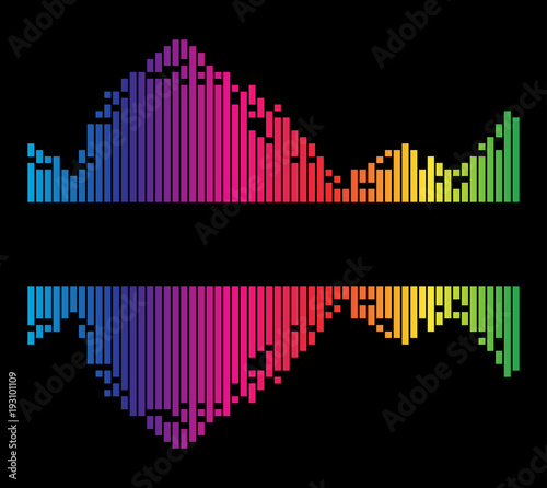 colorful striped equalizer sound music wave isolated on black background
