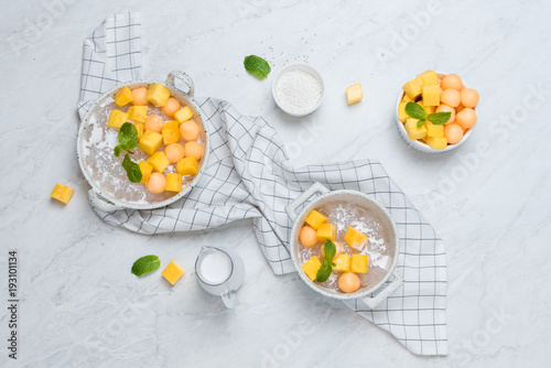 Sago with Cantaloupe and Mango in Coconut Milk photo