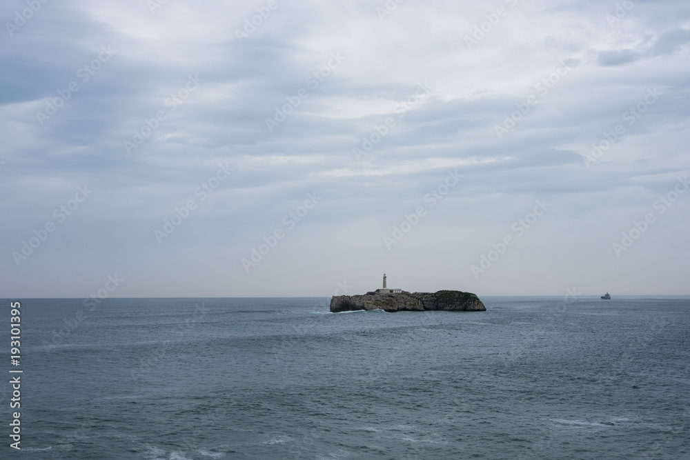 Mouro island and lighthouse, Santander, Cantabria, Spain