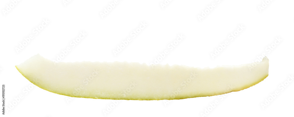 Beautiful and ripe yellow melon on a white background, one slice. Isolated Beautiful and ripe yellow melon on a white background, one slice. Isolated