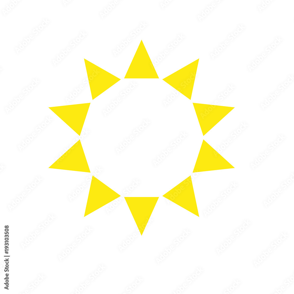 Ten sides decagon pointed star logo yellow sun template triangles Stock  Vector | Adobe Stock