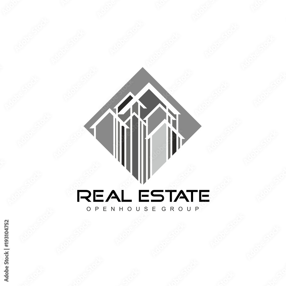 Logo template real estate, apartment, condo, house, rental, business. brand, branding, logotype, company, corporate, identity. Clean, modern and elegant style design