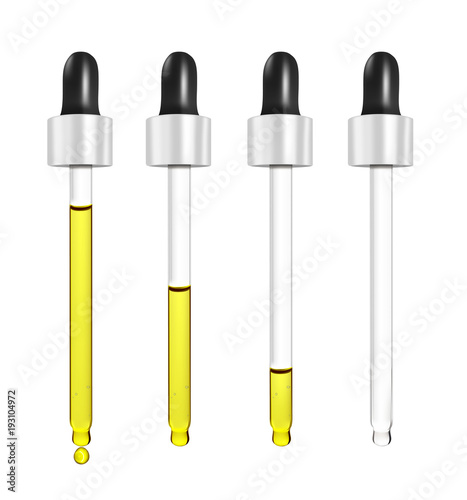 Realistic vector glass dropper for cosmetics and medicines