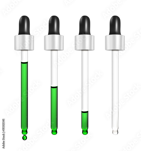 Realistic vector glass dropper for cosmetics and medicines