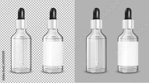 Transparent glass bottle with dropper for cosmetic and medicine
