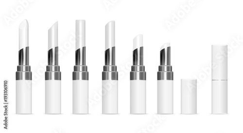 White tubes with white lipstick. Vector mock up set.
