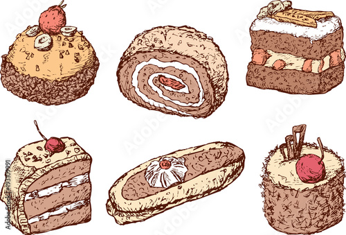 Set of various brownies